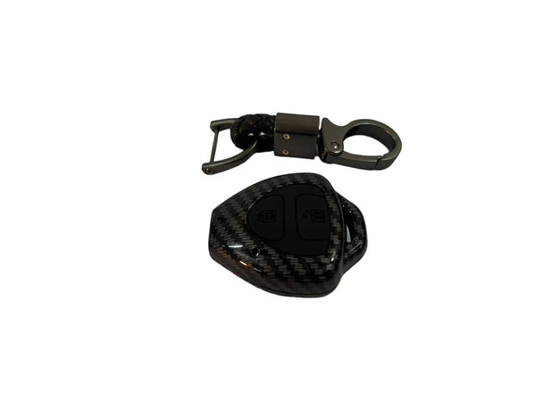 Carbon Fiber ABS Car Key Cover Compatible with Innova, Fortuner 2 Button Remote Key (Key Chain Included)