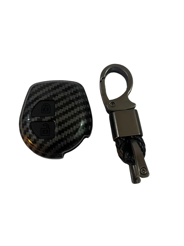 Carbon Fiber ABS Car Key Cover Compatible with Suzuki Fronx, Jimny, Swift, Dzire, Ignis, Grand Vitara, Brezza,Baleno, XL6, Alto Remote Key (Key Chain Included)