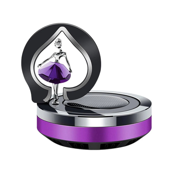Car Creative Dashboard Ornaments Solar Aromatherapy Diffuser Solar Dancer Center Console Freshener Auto Decor Energy Saving (Purple)