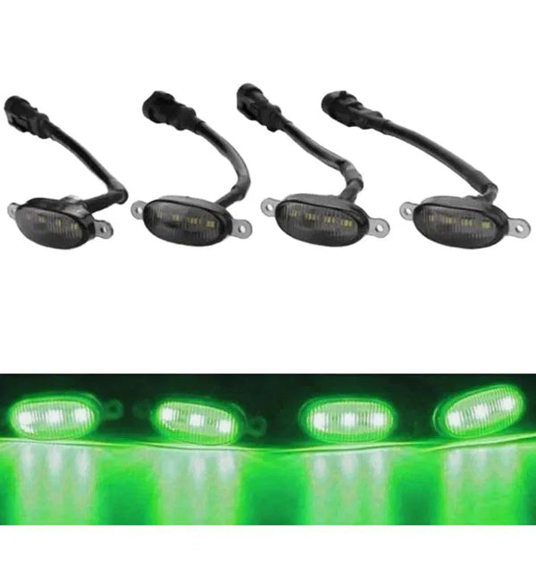 4 Pieces Smoked LED Lens Front Grille Running Light Universal For Car (Plug Design May Vary) (Grill Green)