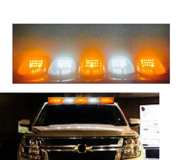 Hummer Roof Marker Lights Smoked white Glass Universal For Cars Set of 5 PC Fancy Lights (3 Amber and 2 White)