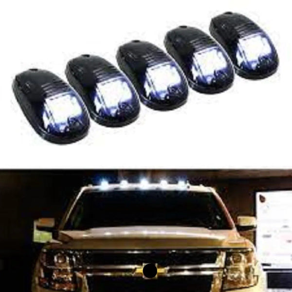 Hummer Roof Marker Lights Smoked white Glass Universal For Cars Set of 5 PC Fancy Lights (White)