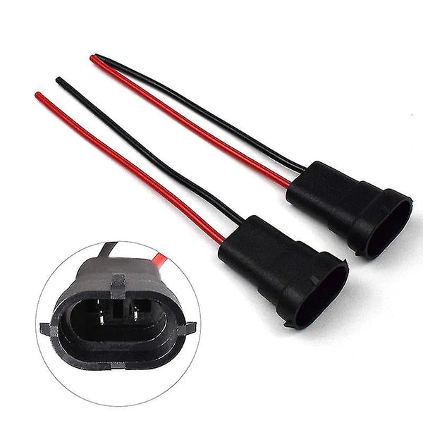H8/H11 Male Socket Connector For Headlights Fog Lights Retrofit Extension Wiring Harness (pack of 2)