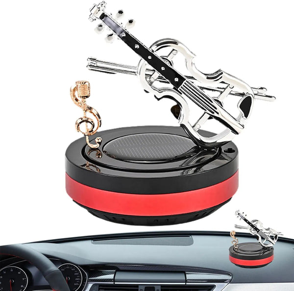 Luxury solar car aromatherapy double-ring suspension rotating Car Air Freshener Car Perfume (RED)
