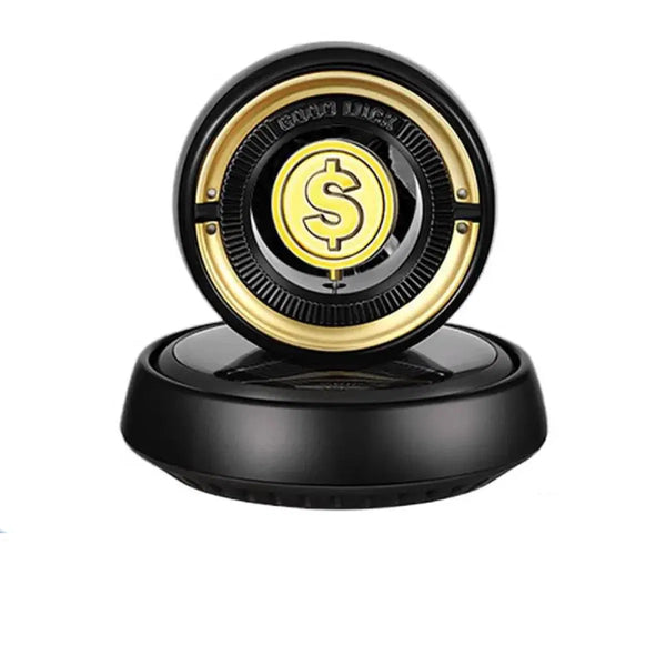 Car Solar Aromatherapy Rotating Coin Air Freshener, Eliminator and Creative Accessories Interior Decorations Car Fragrance (Black)