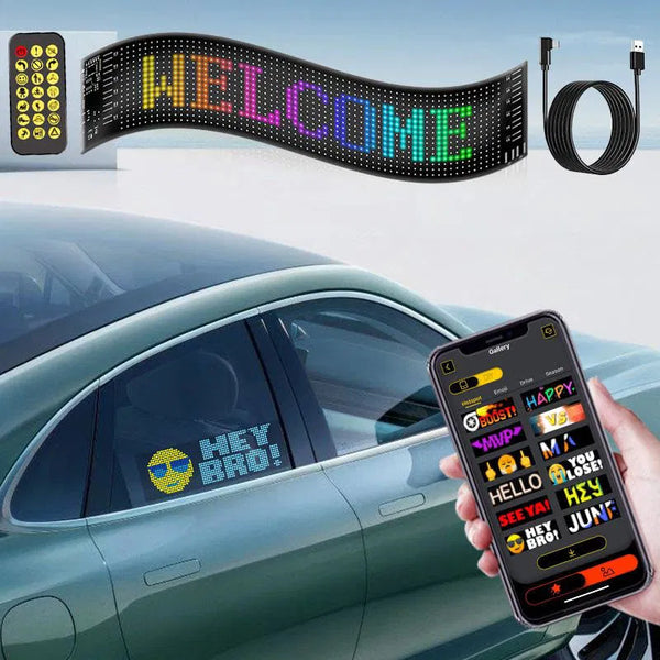LED Sign Car Bluetooth App LED Matrix Pixel Panel Night Light DIY Programmable Flexible LED Display for Car, Shop, Hotel & Bar
