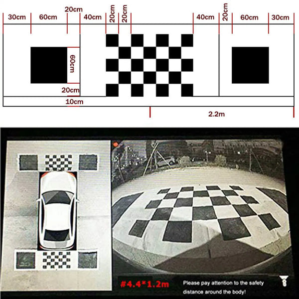 Car Camera 3D Calibration Cloth For 360-Degree Panoramic Bird's-Eye Panoramic DVR System Bird View Surround Check Safe Drive (4.4*1.2M 1*1M)