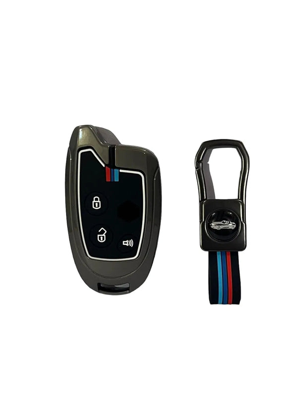 Metal Car Key Case Cover Compatible Wih Swift,Dzire Ritz, Ertiga, Astar, Ciaz, Celerio, WagonR, Baleno, Scross, BS6 2020 Premium Metal Alloy Keycase with Holder & Rope Chain