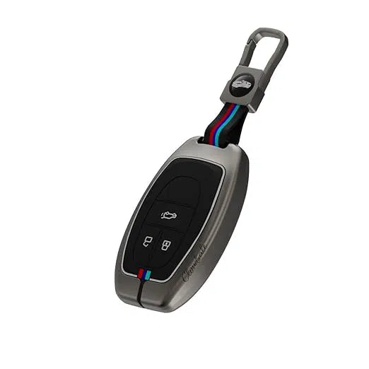 Metal Car Key Case Cover Compatible for MG Gloster 3 Button Smart Key Premium Metal Alloy Keycase with Holder & Rope Chain