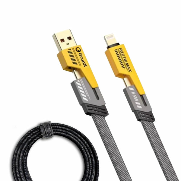 4 In 1 Convertible USB Fast Charging and Data Transfer Cable, 65W,USB C, Multiple Charge For IPhone Android & Laptops