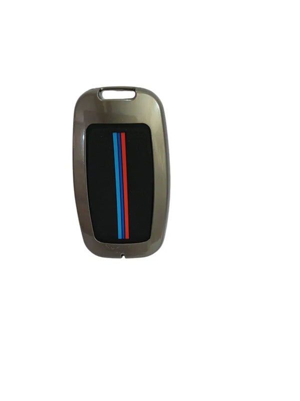 Metal Car Key Case Cover Compatible with Verna 2017 Onwards 3 Button Push Button Start Premium Metal Alloy Keycase with Holder & Rope Chain