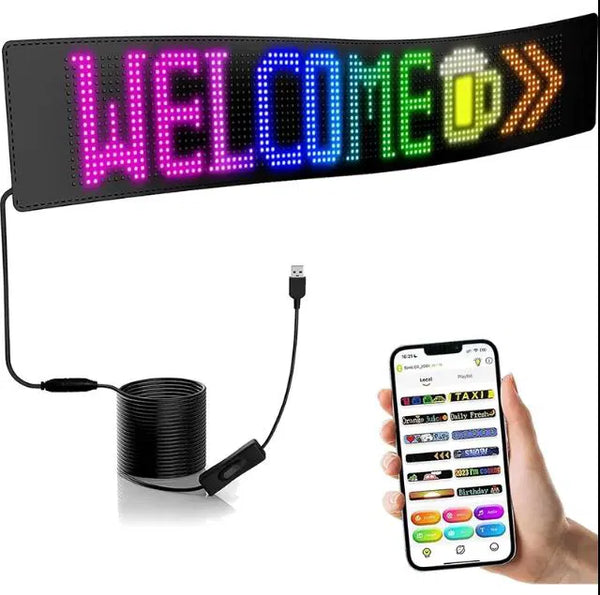 LED Sign Car Bluetooth App LED Matrix Pixel Panel Night Light DIY Programmable Flexible LED Display for Truck/buses, Shop, Hotel & Bar (192* 1762MM)(App Control and remote control) 1.65M Wideand 19 cm long
