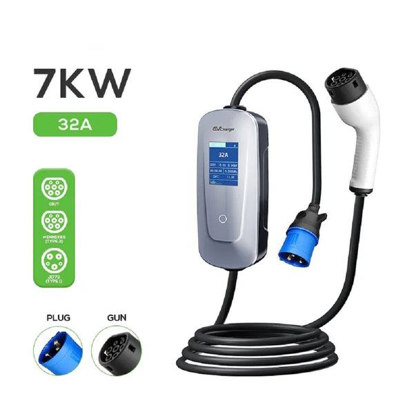 7.2kw Portable Ev Charger Type 2 Ev Fast Vehicle Charging Stations 32a Electric Car Charger with App Control (CE UKCA FCC Certified)