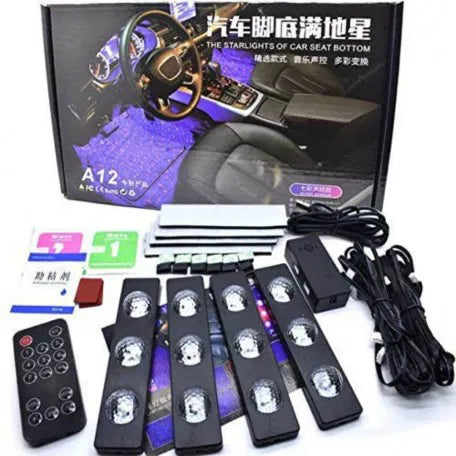 Car LED Atmosphere Light, Colourful Star Sky 7 Colours Car Interior Lights Under Dash Lighting, with Multi-Mode Change, Wireless Remote and Sound Control