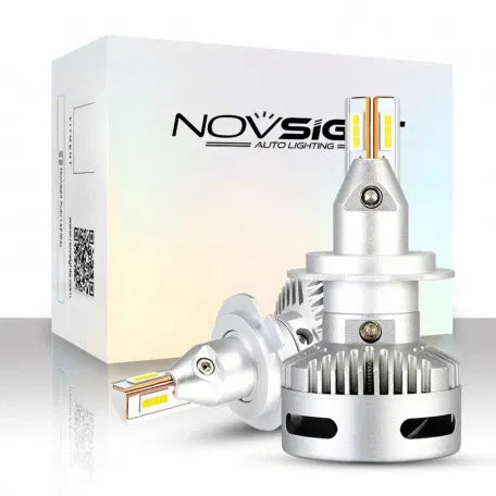 Novsight N35 H4 High/Low LED Headlight Bulbs - Extremely Bright 40W 7,000Lumens 6,000K Cool White Lights- 1:1 Original Halogen Mini Size Design