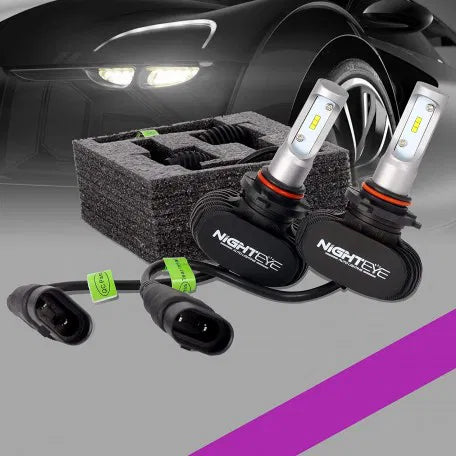 (H27/880/881) Nighteye Ultrawhite Led Headlight Bulbs COB 72W (36W x 2) 9000lm (4500lm per bulb) 6500K 1 Year Warranty