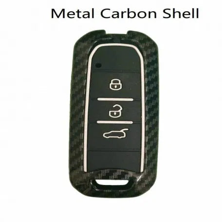 Metal Key Shell For Morris Garage Hector 3Button Push Start Model (Carbon Black)
