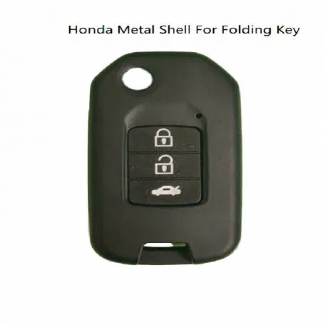 Metal Remote Car Key Shell FIT For Honda Folding Key With Key Chain (Black)