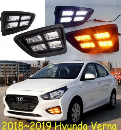 Front LED DRL with Turn Indicator For New Verna 2018-2019 Set of 2(Day Time Running light)