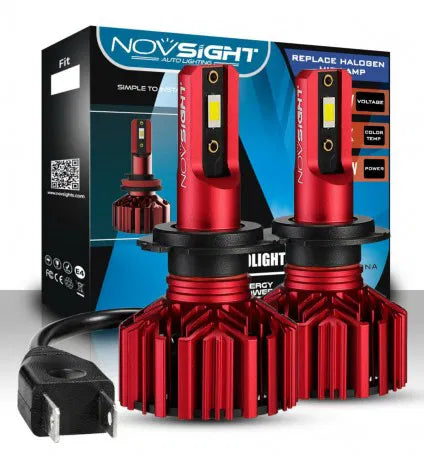 Novsight h7 led headlight bulbs conversion kits, extremely bright csp chips all-in-one fog light bulb, 10000lm 6000k, xenon white (type h7)