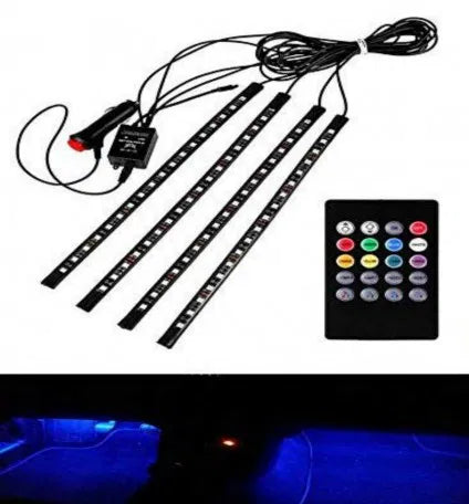4pcs 4 * 18(72 Led) multicolour music car interior light under with sound function and wireless remote control