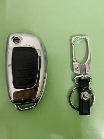 4 Buttons Metal key Shell Fit For Hyundai Venue Flip Folding Key (Black)