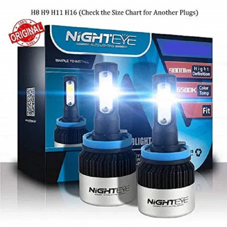 NightEye S2 H8/H9/H11 COB LED Car Headlights 72W 9000LM 6500K 2PCS - H8/H9/H11