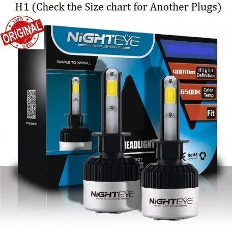 NightEye S2 H1 COB LED Car Headlights 72W 9000LM 6500K 2PCS - H1