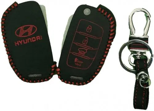 Leather Key Cover For Hyundai Venue Flip Key ( 1 Piece)