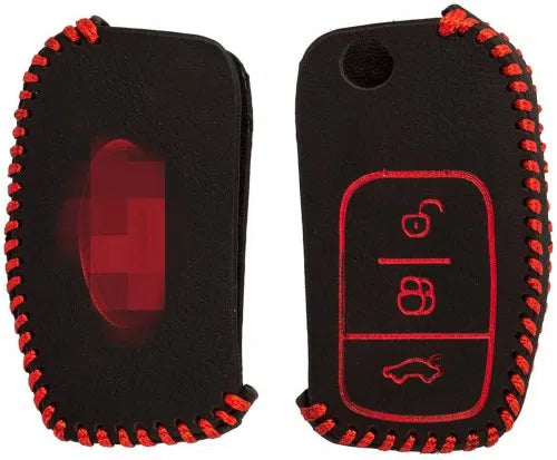 Leather Key Cover For Ford Ecosports Fiesta (Not For Push Button Start, 1 Piece)