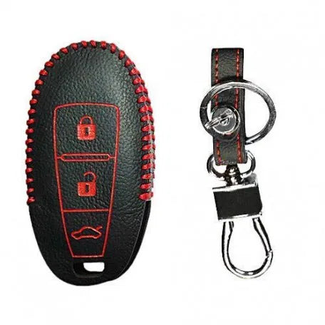 Leather Key Cover For Suzuki Vitara Brezza/Scross/Baleno/Swift/Ciaz Smart Key (1 Piece)