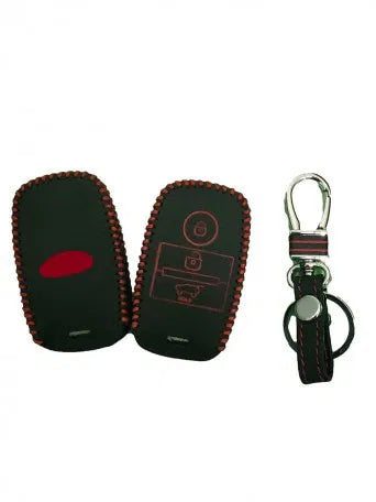 Leather Key Cover For Kia Sonet, Seltos 3 Button Smart Key (Push Button Start Models, 1 Piece)
