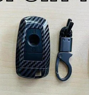 Carbon Fiber Key Fob Cover Shell Keyless Key Hard Case with Keychain Ford Ecosport New(Back)