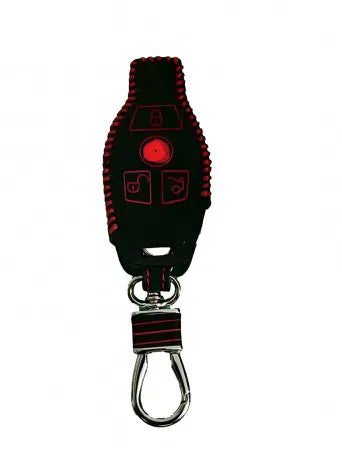 Leather Key Cover Fit For with Mercedes Benz 3 Button Smart Key with Keychain (3 Button Smart Key,1 Piece)