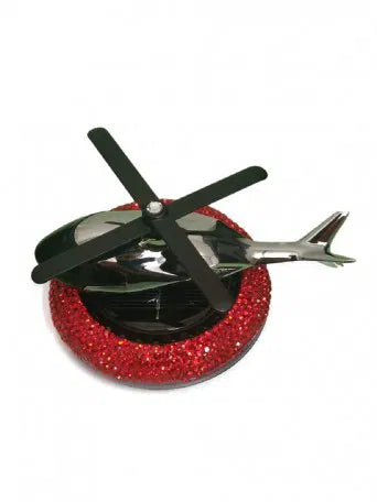 Solar Powered Rotating Helicopter Aromacure Furnishing Air Freshener Fresh Aroma Perfume Car Interior Car Flavoring Decoration(Silver/Red)