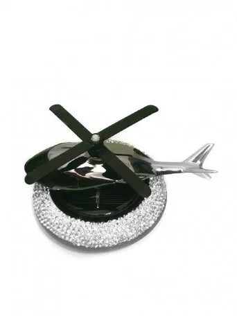Solar Powered Rotating Helicopter Aromacure Furnishing Air Freshener Fresh Aroma Perfume Car Interior Car Flavoring Decoration (Silver/White)