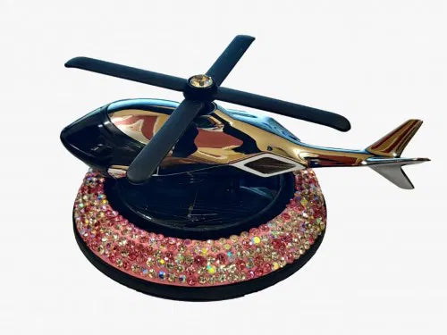 Solar Powered Rotating Helicopter Aromacure Furnishing Air Freshener Fresh Aroma Perfume Car Interior Car Flavoring Decoration (Pink)