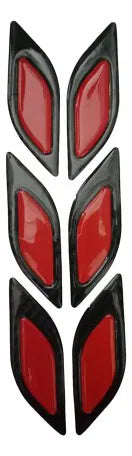 6Pcs/Set Carbon Fiber Car Sticker Truck Auto Motor Car Reflective Strips Anti-Scratch Safety Warning Sticker Car Accessories(Inner Red Upper Black)