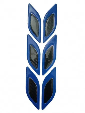 6Pcs/Set Carbon Fiber Car Sticker Truck Auto Motor Car Reflective Strips Anti-Scratch Safety Warning Sticker Car Accessories(Inner Black Upper Blue)