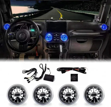 Car 2020 AC Vent RGB LED Multi Color Effect with Switch Control Compatible with Mahindra Thar ( Set of 4)
