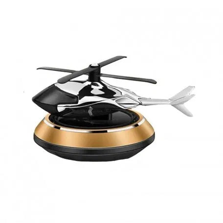 Solar Powered Rotating Helicopter Aromacure Furnishing Air Freshener Fresh Aroma Perfume Car Interior Car Flavoring Decoration(Golden)